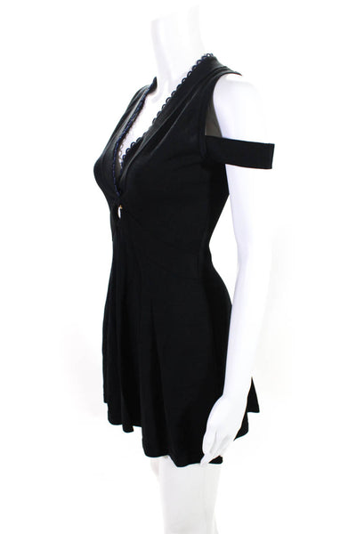 Jonathan Simkhai Womens Sleeveless Texture Short Empire Waist Dress Black Size S