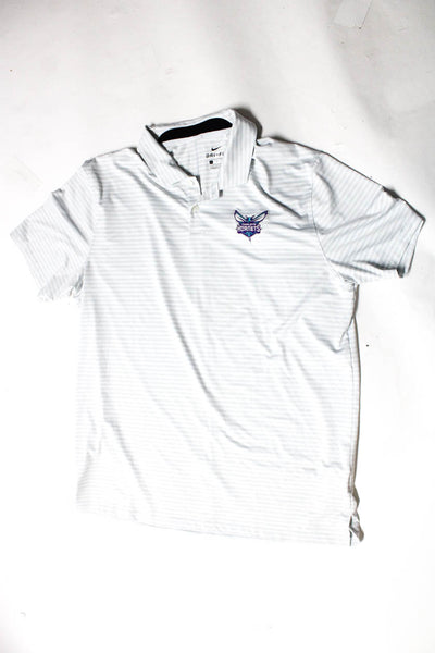 Nike Men's Collared Short Sleeves Polo Shirt Blue Striped Carol Size L Lot 2