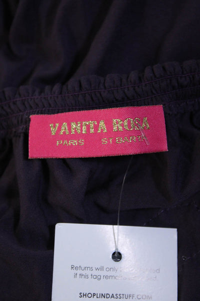 Vanita Rosa Womens Floral Lace Striped Off-the-Shoulder Blouse Purple Size XS