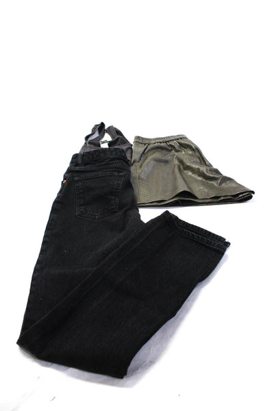 Zara Womens Rib Crop Tank Top Animal Shorts Straight Jeans Gray Size S M 6 Lot 3