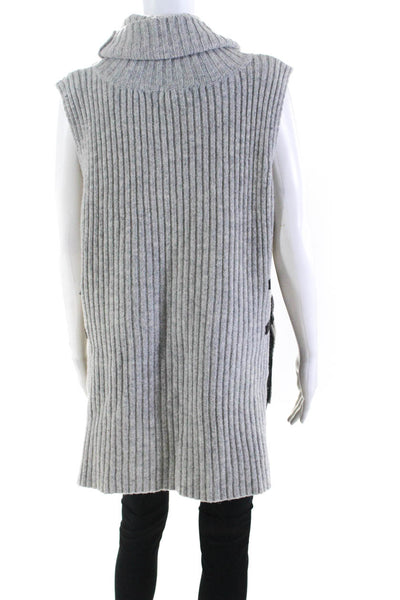 Elliatt Womens Ribbed Side Buckled Turtleneck Sleeveless Sweater Gray Size XS