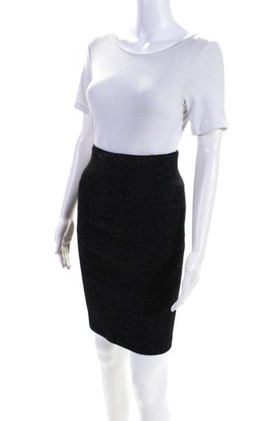 Robert Rodriguez Womens Cotton Texture Darted High Waist Midi Skirt Black Size 0