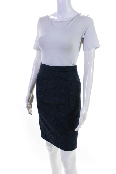 Tocca Womens Wool Textured Striped Darted Zipped Pencil Skirt Navy Size 0