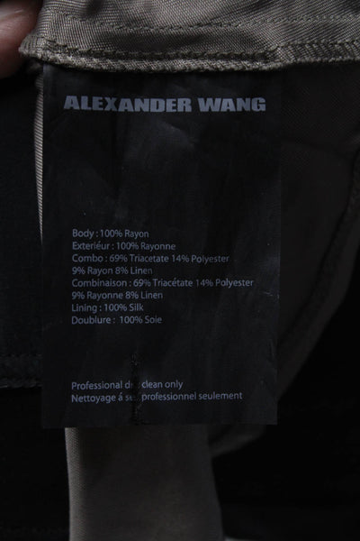Alexander Wang Womens Patchwork Empire Waist Sleeveless Pleat Blouse Gray Size 2