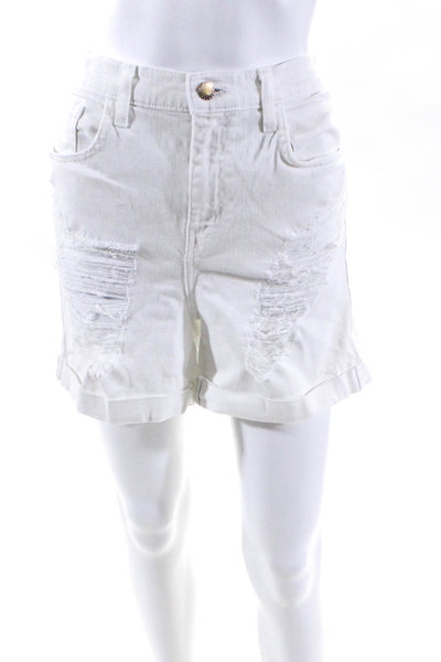 L'Agence Womens Balboa Slouchy Shorts White Cotton Size 30