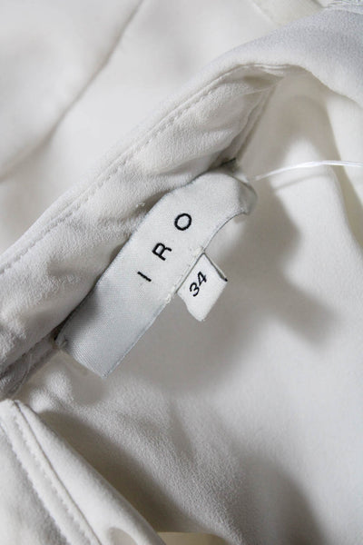 IRO Women's Open Shoulder Long Sleeve Crew Neck Blouse Off White Size 34