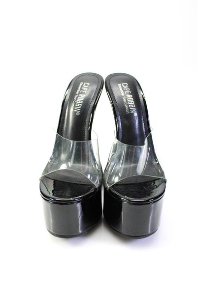 Cape Robbin Women's Slip On High Heel Platform Sandals Black Size 5