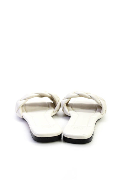 MARC FISHER LTD Womens Woven Strap Slide Sandals White Leather Size 9M