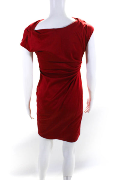 Lafayette 148 New York women's Round Neck Sleeveless Cinch Side Mini Dress Red 0