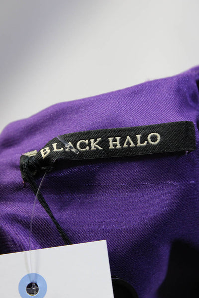 Black Halo Women's Asymmetrical Neck Lined Slit Hem Midi Dress Purple Size S