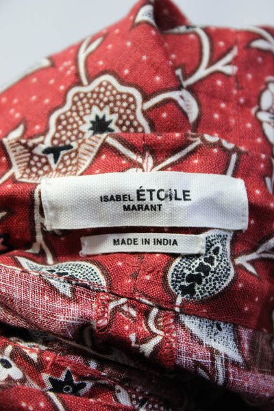 Isabel Marant Etoile Women's Wrap Ruffle Mini Skirt Red Floral Size 34