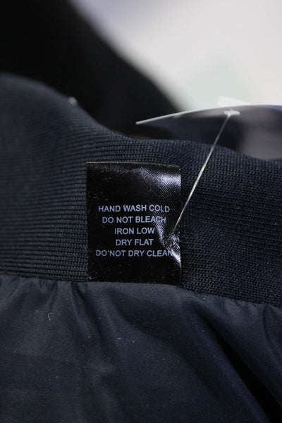 Haute Monde Womens Long Sleeve Front Zip Quilted Jacket Navy Blue Size Medium