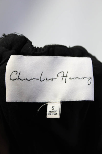 Charles Henry Womens Off Shoulder Short Sleeve Shift Dress Black Size Small