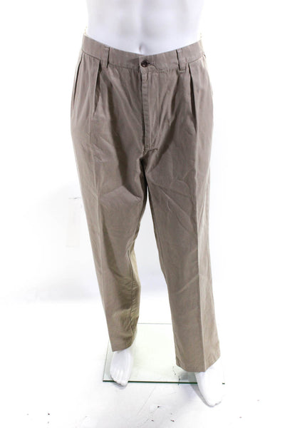 Polo Golf Ralph Lauren Mens Pleated Straight Leg Trouser Pants Brown Size 35x32