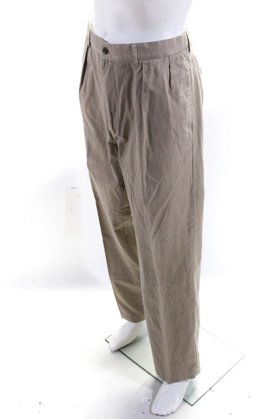 Polo Golf Ralph Lauren Mens Pleated Straight Leg Trouser Pants Brown Size 35x32