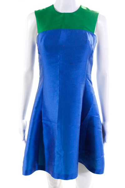 Opening Ceremony Womens Colorblock Fit & Flare High Neck Dress Blue Green Size 2