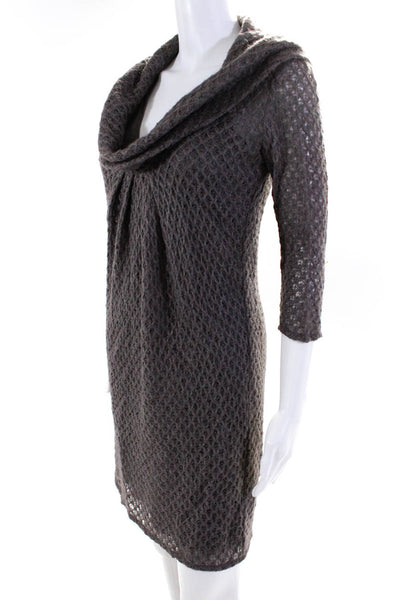 Catherine Malandrino Womens Chunky Knit Cowl Neck Sweater Sheath Dress Gray Sz 4