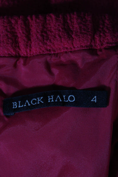 Black Halo Womens Back Zip Layered Off Shoulder Shift Dress Pink Size 4