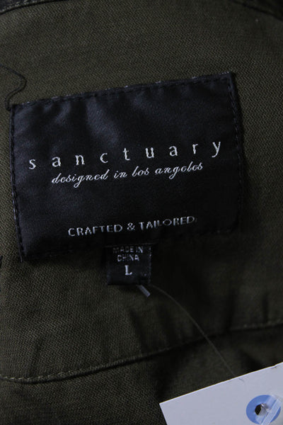 Sanctuary Womens Button Front Fringe Camouflage Jacket Green Size Large