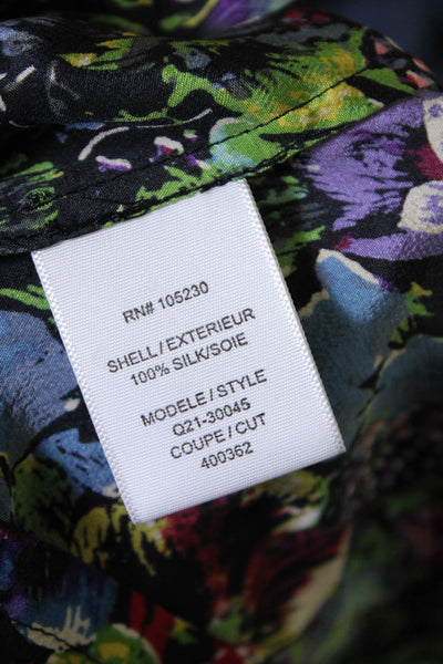 Joie Womens Floral Long Sleeve Crew Neck Sheath Dress Multicolor Silk Size XS