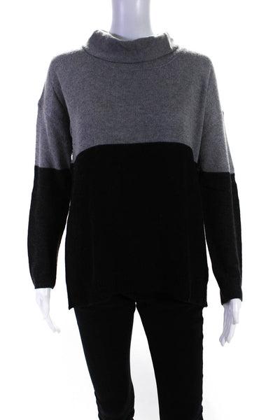 Joie Womens Color Block Cowl Neck Pullover Sweater Black Gray Size Medium