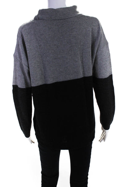 Joie Womens Color Block Cowl Neck Pullover Sweater Black Gray Size Medium