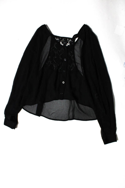 Millau Womens Sheer Floral Lace Button Down Blouse Top Black Size S XS Lot 2