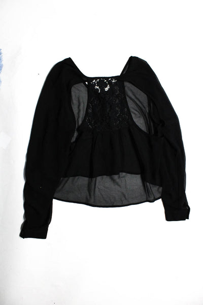 Millau Womens Sheer Floral Lace Button Down Blouse Top Black Size S XS Lot 2