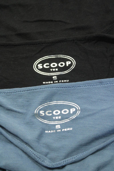 Scoop Womens Short Sleeve Scoop Neck Lightweight Shirts Blue Black Small Lot 2