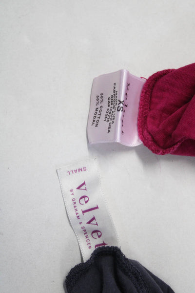 Velvet by Graham & Spencer Womens V Neck Tee Shirts Gray Pink XS Small Lot 2