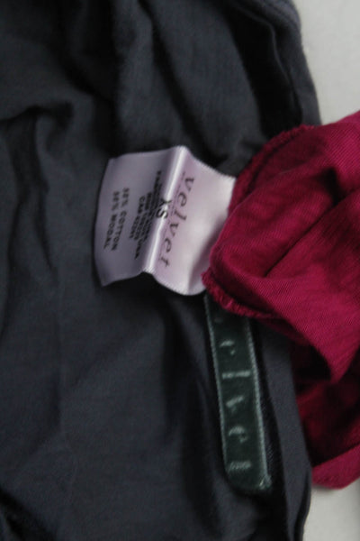 Velvet by Graham & Spencer Womens V Neck Tee Shirts Gray Pink XS Small Lot 2