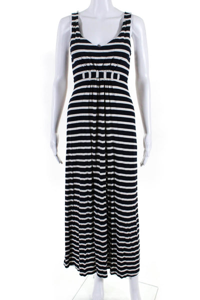 Boden Women's Striped V Neck Sleeveless Jersey Maxi Dress Blue Size 4P