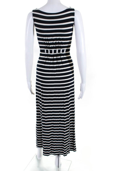 Boden Women's Striped V Neck Sleeveless Jersey Maxi Dress Blue Size 4P