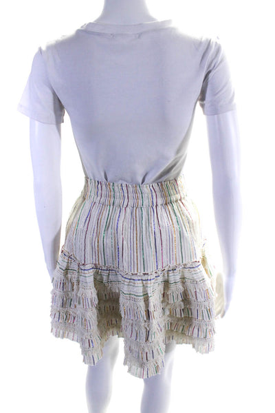 Misa Womens Striped A Line Skirt White Mulkti Colored Cotton Size Small