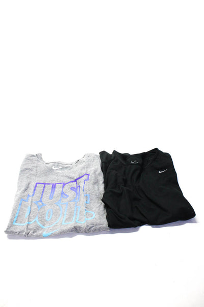 Nike Womens Short Sleeve Logo Tee Shirt Black Gray Size Large XL Lot 2