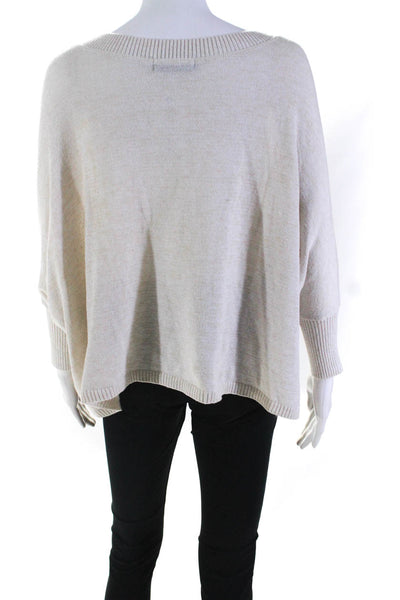 The Classic Womens Geometric Intarsia Dolman Sleeve Sweater Beige Size Medium