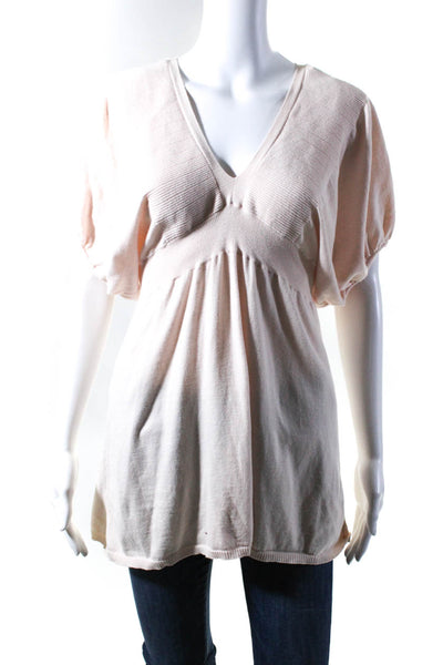 Moth Anthropologie Womens V Neck A Line Sweater Dress Pink Cotton Size Medium