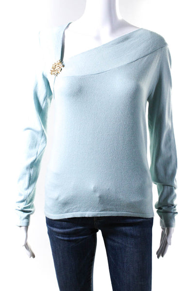 Moth Anthropologie Womens Asymmetrical Neckline Sweater Blue Size Medium