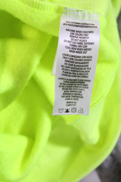 Calvin Klein Jeans Womens Cotton Graphic Drawstring Hoodie Neon Green Size S
