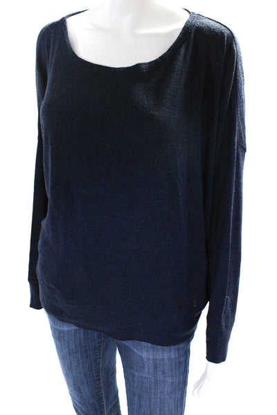 Vince Women's Wool Boat Neck Long Sleeve Pullover Sweater Blue Size S