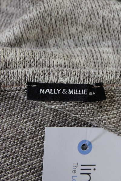 Nally & Millie Womens Brown Knitted Ruched Crew Neck Short Sleeve Top Size S/M