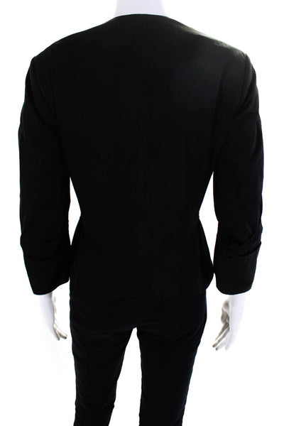 VERSUS by Versace Womens Black Full Zip Crew Neck Long Sleeve Jacket Size 28