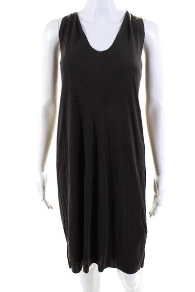 Rozae Nichols Womens Brown Halter Sleeveless Leather Trim A-Line Dress Size S
