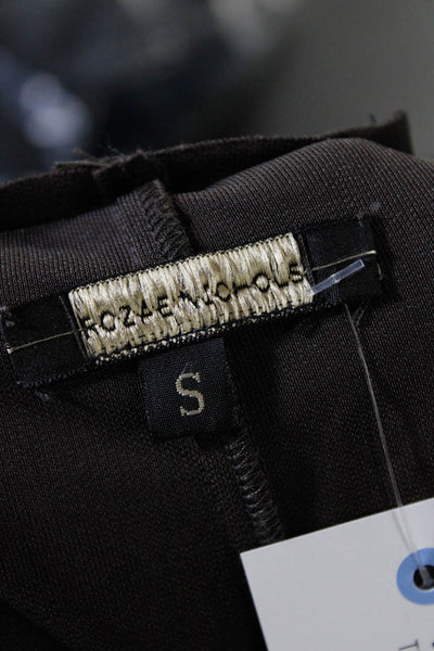 Rozae Nichols Womens Brown Halter Sleeveless Leather Trim A-Line Dress Size S
