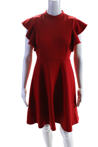 Maeve Anthropologie Women's Mock Neck Ruffle A Line Mini Dress Red Size XS