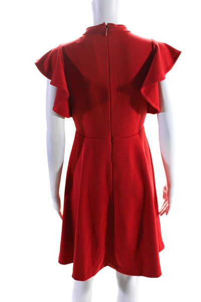Maeve Anthropologie Women's Mock Neck Ruffle A Line Mini Dress Red Size XS
