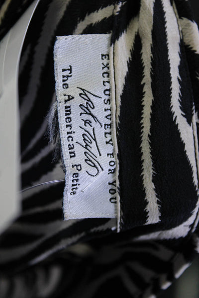 Lord & Taylor Womens Black White Zebra Print Button Down Shirt Size M