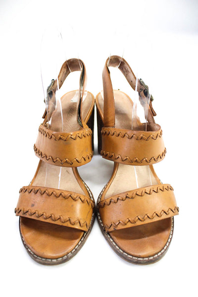 Madewell Womens Brown Leather Slingbacks Block Heel Sandals Shoes Size 7
