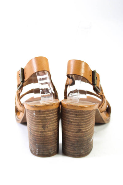 Madewell Womens Brown Leather Slingbacks Block Heel Sandals Shoes Size 7