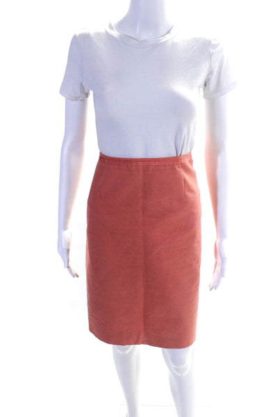 Paule Ka Womens Pencil Skirt Coral Pink Cotton Size EUR 40